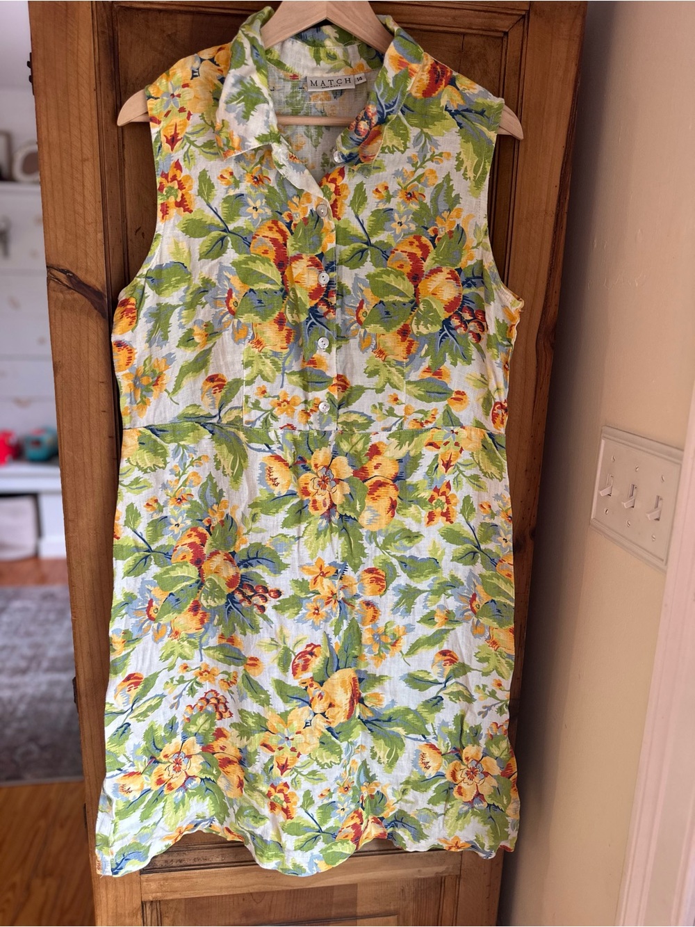 Vintage Match Sleeveless Floral Shift Dress Size 14